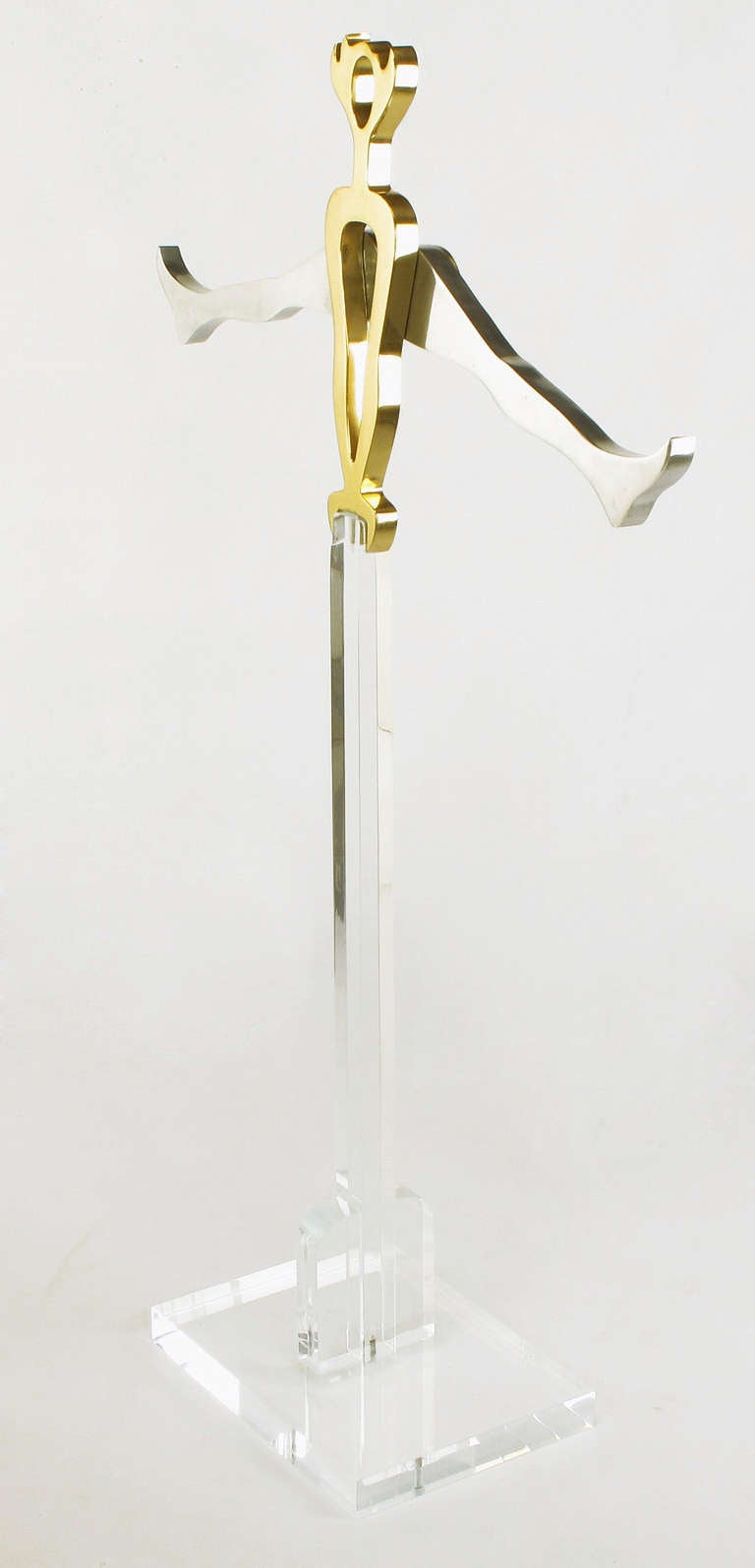 Late 20th Century Eichengreem & Gensburg Brass and Aluminium Gymnast Sculpture on Lucite Stand For Sale