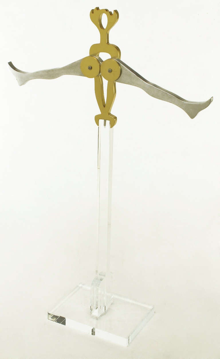 Eichengreem & Gensburg Brass and Aluminium Gymnast Sculpture on Lucite Stand For Sale 2