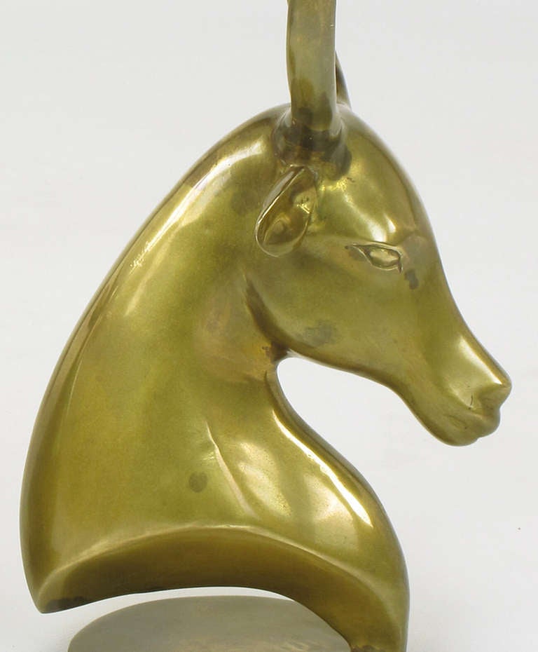 Pair Brass Antelope Sculptures 4