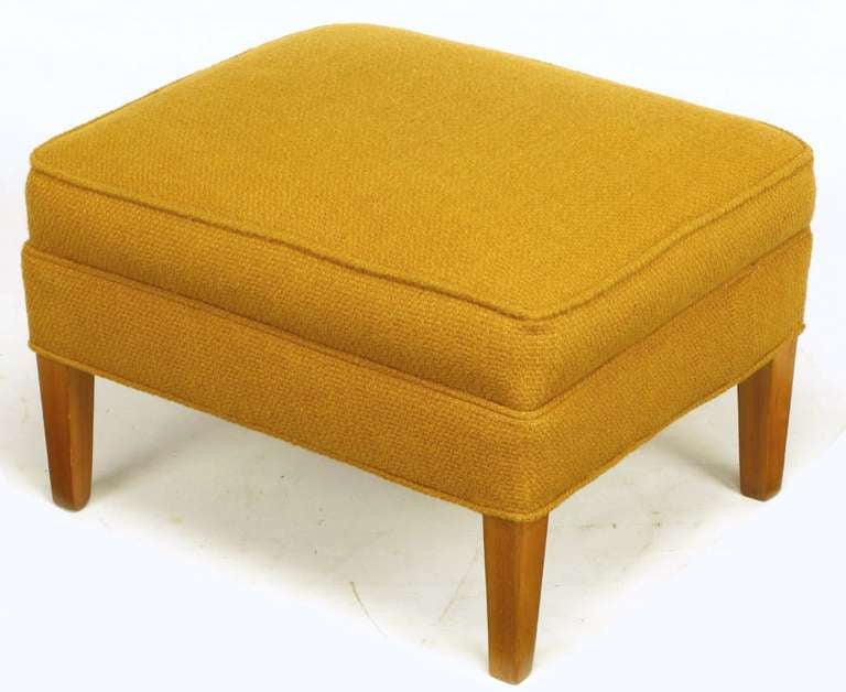 Rolled Arm Ochre Wool Lounge Chair & Ottoman 5