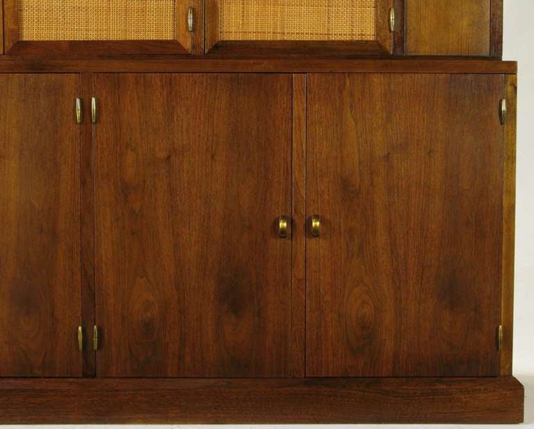 Custom Walnut Tall Cabinet With Inset Cane Panels 2