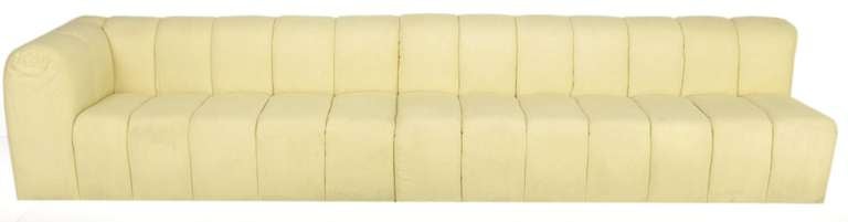 20th Century Substantial Three-Piece Channeled Ivory Wool Sectional
