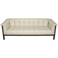 Rare Bert England Button-Tufted White Ostrich Texture Sofa