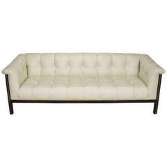 Rare Bert England Button-Tufted White Ostrich Texture Sofa 10