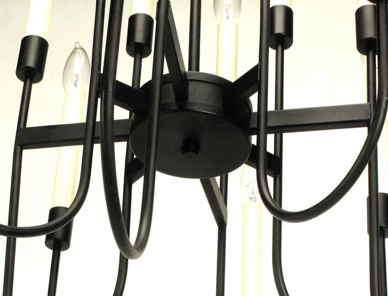 Lampadario Lightolier a sedici bracci, laccato nero in vendita 3