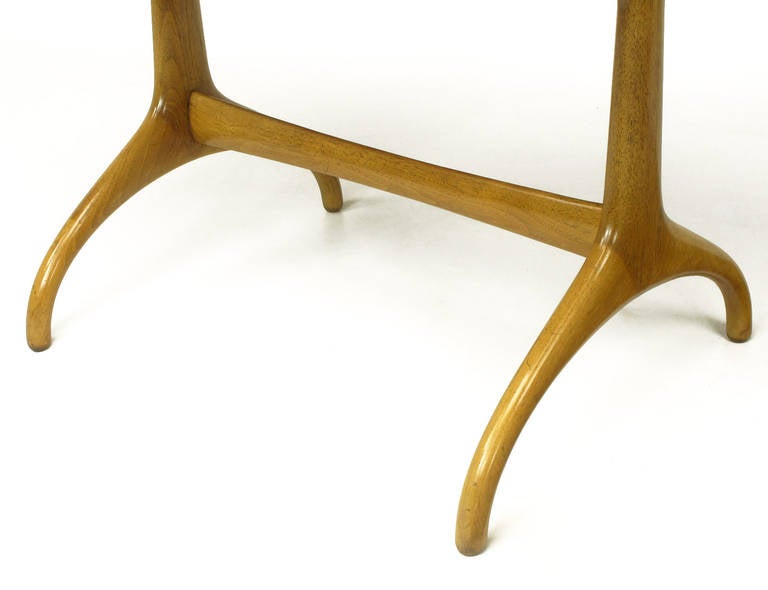 Mid-20th Century Heritage Henredon Horn Leg Figured Walnut and Mahogany Side Table For Sale