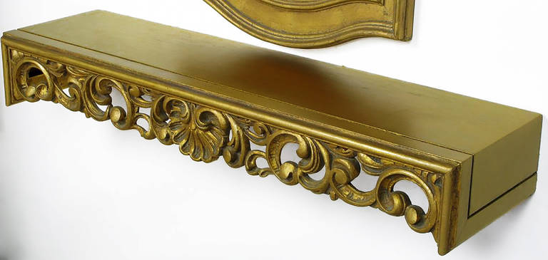 Mid-20th Century Spanish Console and Mirror in Gilt Finish by Francisco Hurtado For Sale