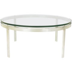 Round Nickel over Steel Floating Glass Coffee Table