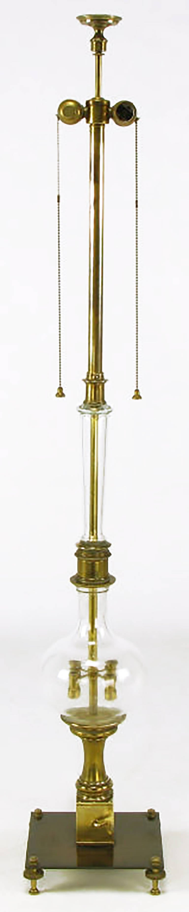 Stiffel Tall Clear, Glass and Brass Mechanical Table Lamp For Sale at  1stDibs