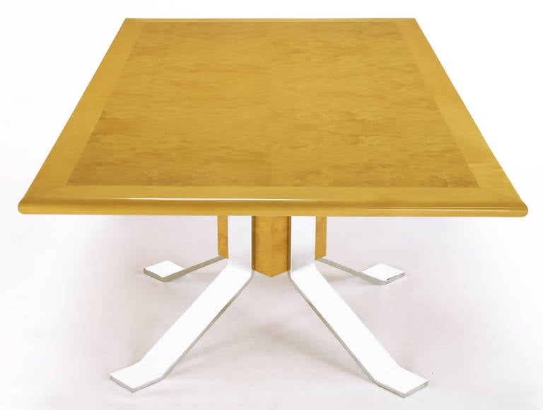Late 20th Century Pace Collection Chrome and Burl Dining Table For Sale