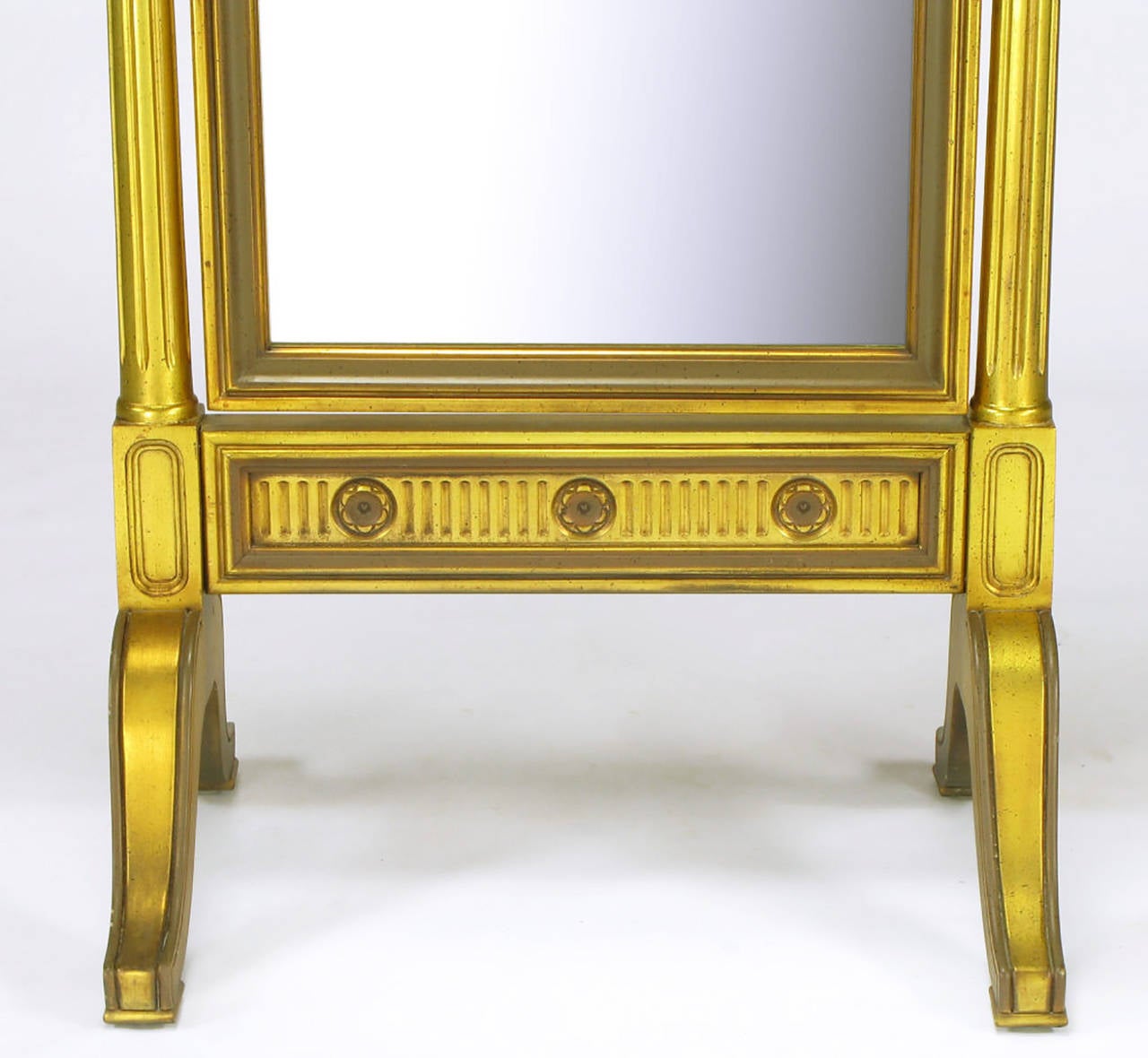 American Gilt Wood Neoclassical Full Length Cheval Floor Mirror