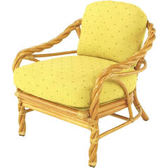 McGuire Spiral Rattan & Rawhide Lounge Chair