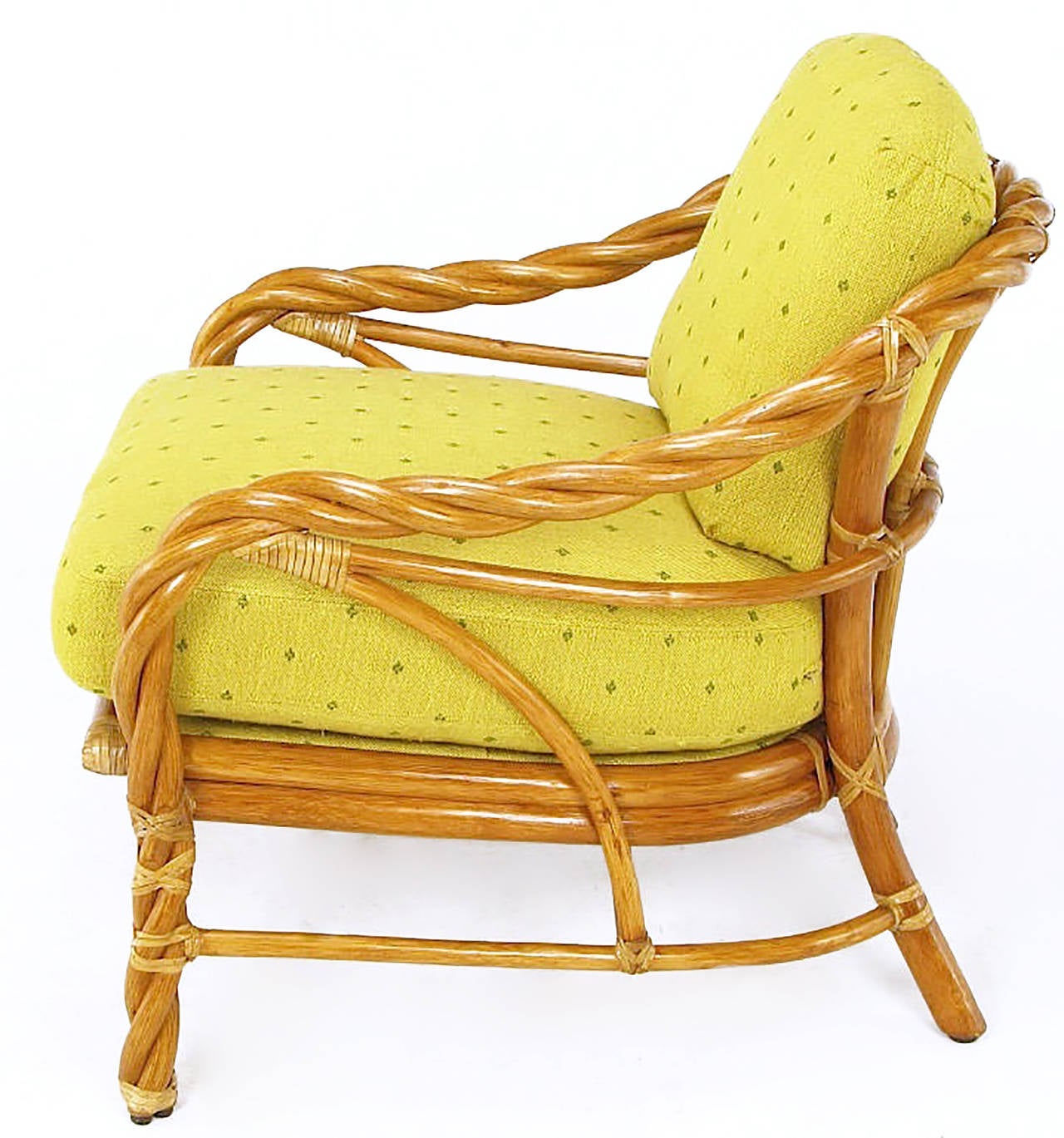 American McGuire Spiral Rattan & Rawhide Lounge Chair