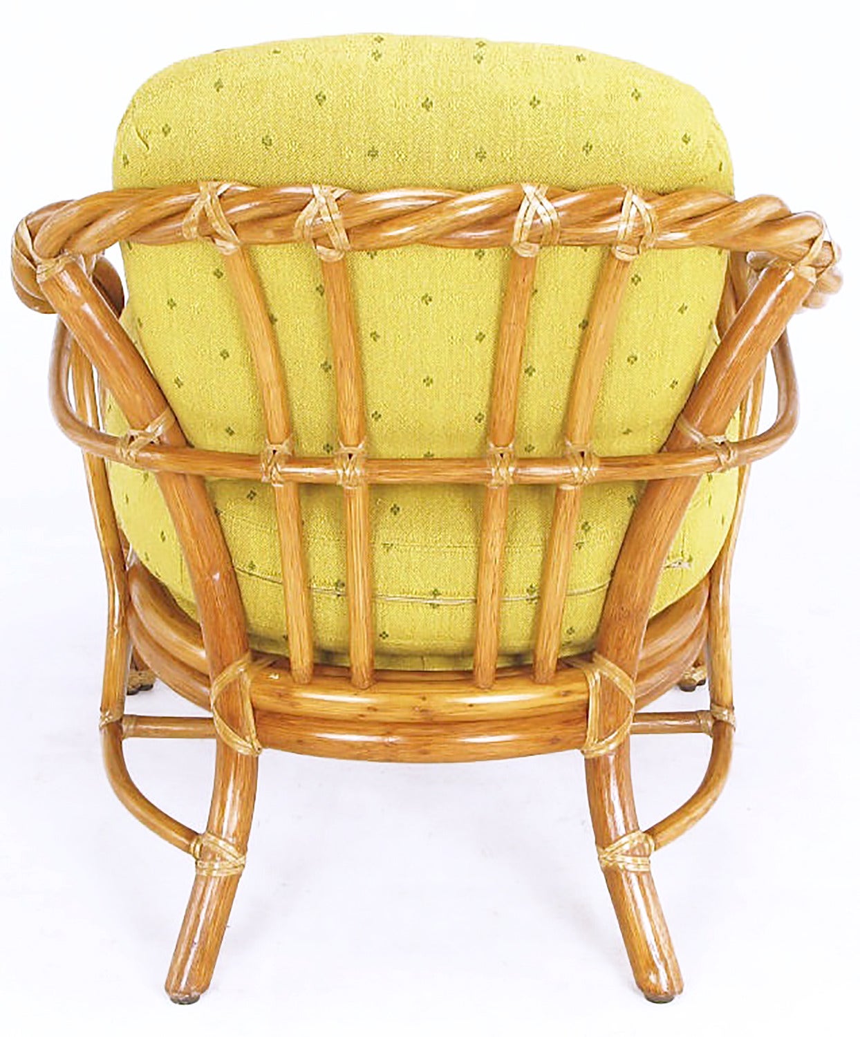 McGuire Spiral Rattan & Rawhide Lounge Chair In Excellent Condition In Chicago, IL