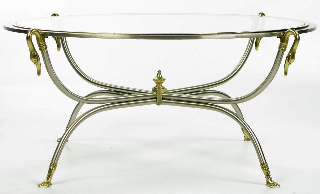 swan glass table