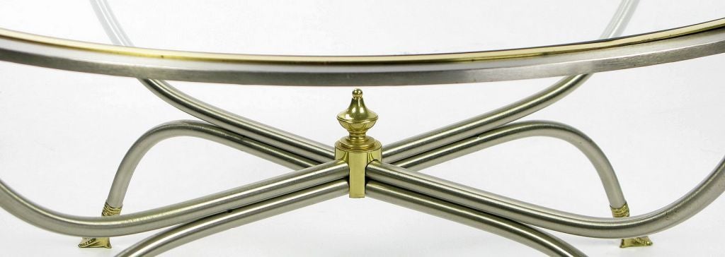 Mid-20th Century Swan Motif Italian Nickel and Brass Coffee Table