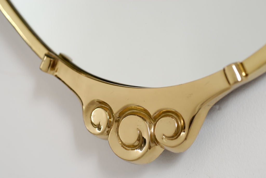 Mid-20th Century Italian Brass Frame Oval Mirror