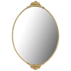 Italian Brass Frame Oval Mirror