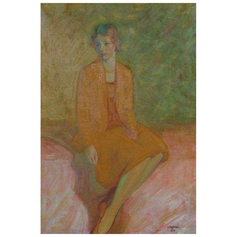 Earl Steffa Moran 1930 Oil Painting Of A Young Woman