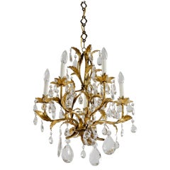 1940s Gilt Tole & Crystal Italian Chandelier 8