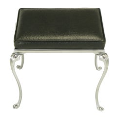 Polished Aluminum Bench With Ostrich Embossed Leather