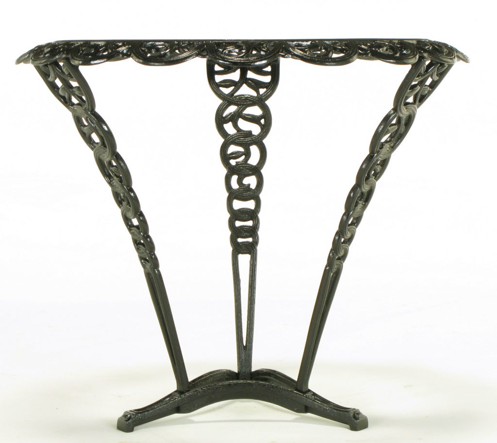 20th Century 1920s Art Deco Black Enameled Iron End Table