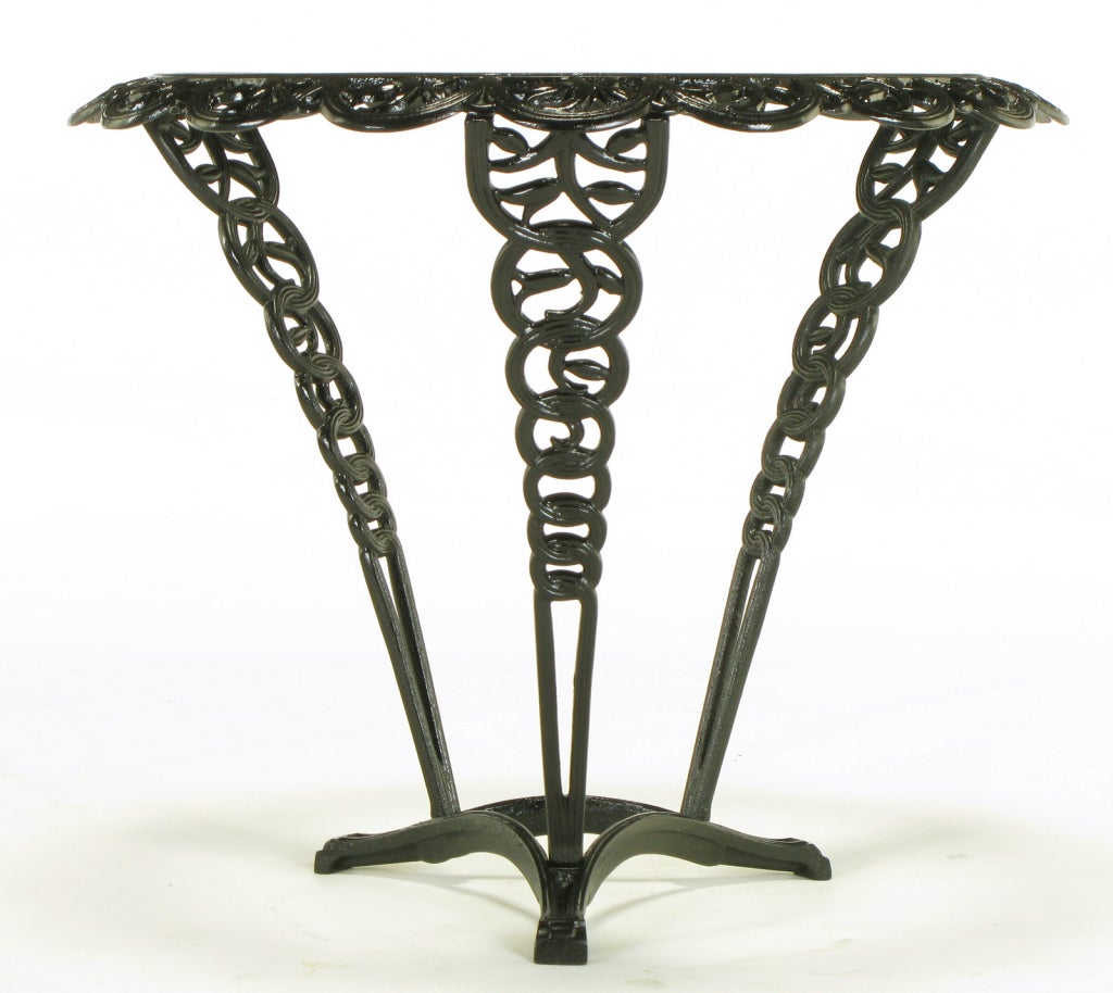 1920s Art Deco Black Enameled Iron End Table 2