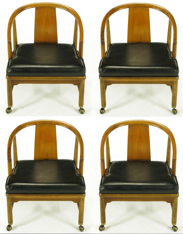 Four Asian Modern Yoke Back Dining Chairs For Sale at 1stdibs