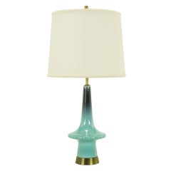 1950s Aqua & Midnight Blue Pottery Table Lamp 6