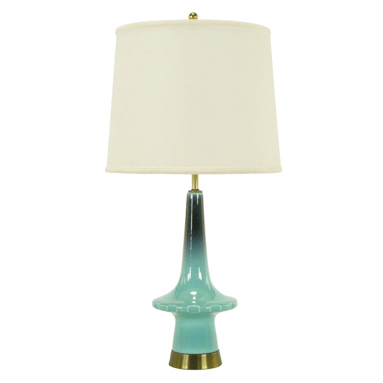 1950s Aqua and Midnight Blue Pottery Table Lamp at 1stDibs