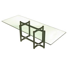 Dunbar Bronze, Rosewood & Glass Dining Table By Tom Lopinski