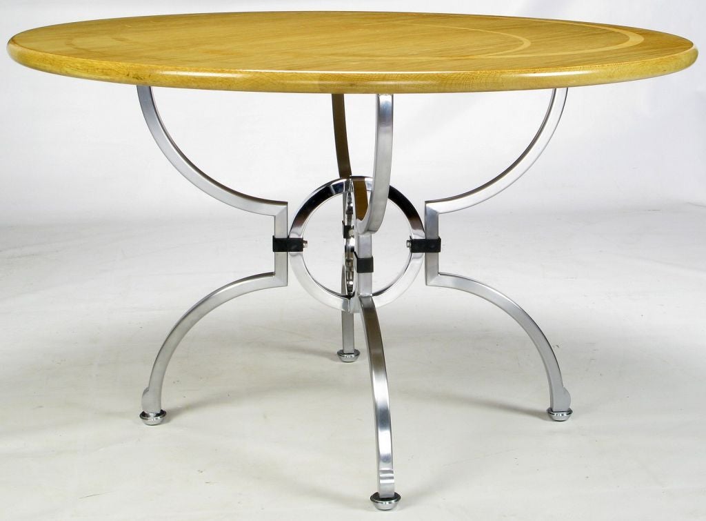 20th Century Jay Spectre Eclipse Dining Table In White Oak & Steel