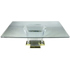 Grand Lucite And Brass Dining Table By Spectrum