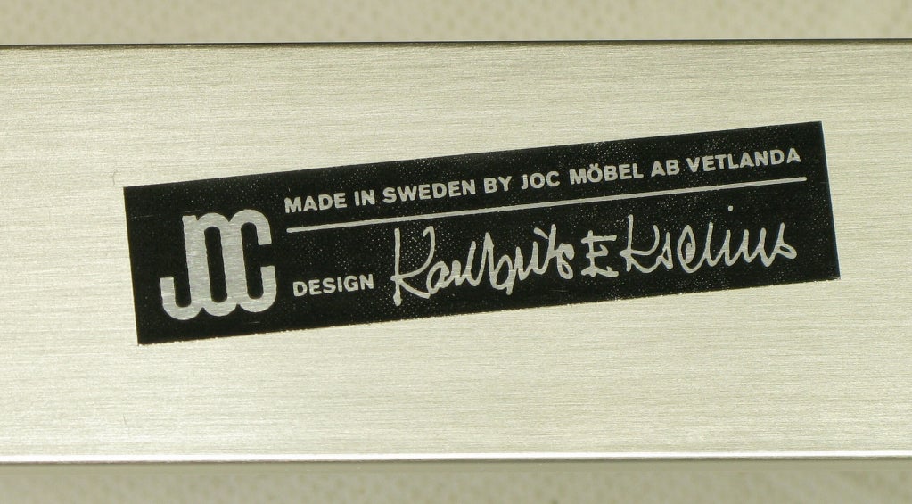 Pair Karl-Erik Ekselius Leather & Aluminum Mondo Armchairs 8