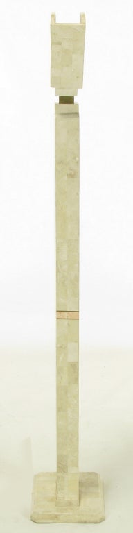 Brass Sculptural Tessellated Fossil Stone Floor Lamp