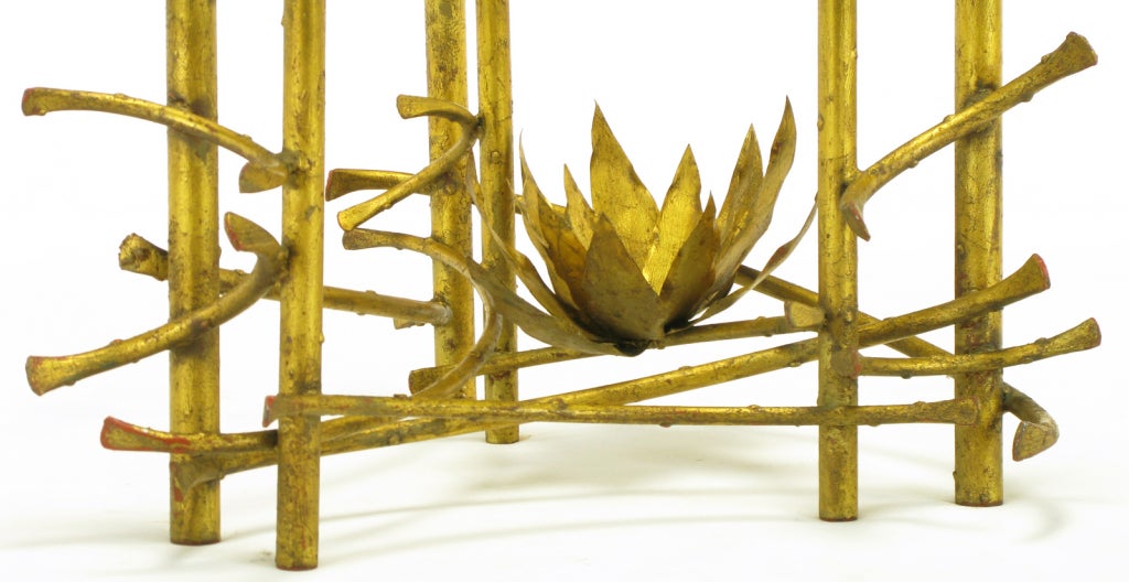 Brutalist Gilt Iron Lotus Coffee Table in the Manner of Silas Seandel 1