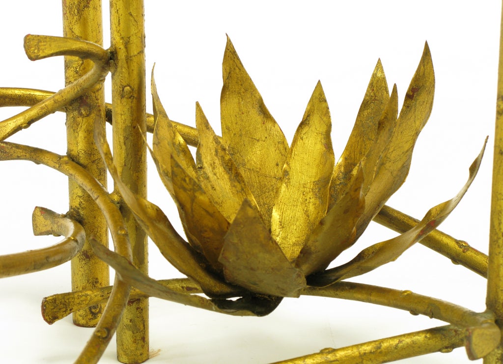 Brutalist Gilt Iron Lotus Coffee Table in the Manner of Silas Seandel 2
