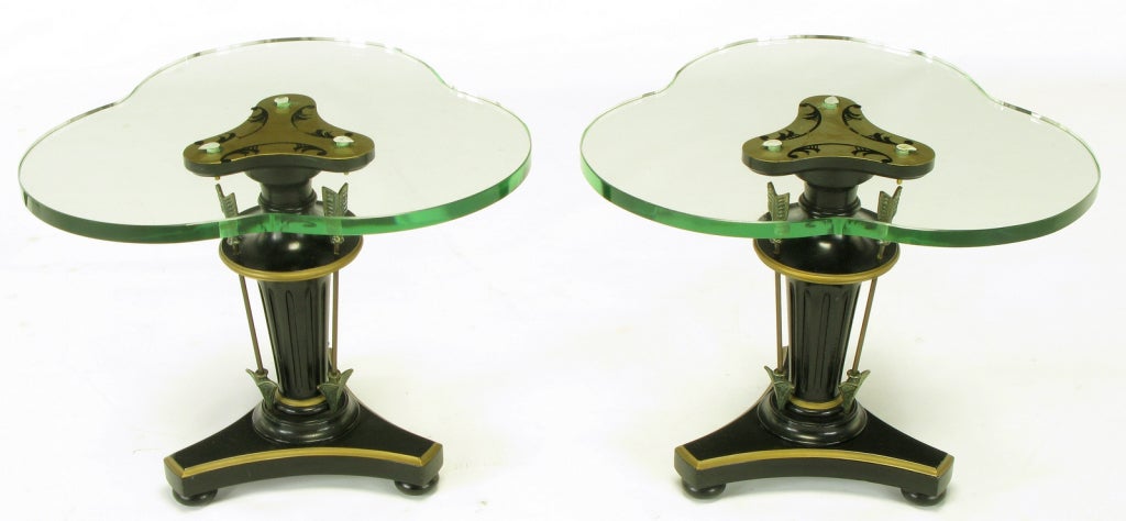 Pair art deco pedestal side tables with 3/4