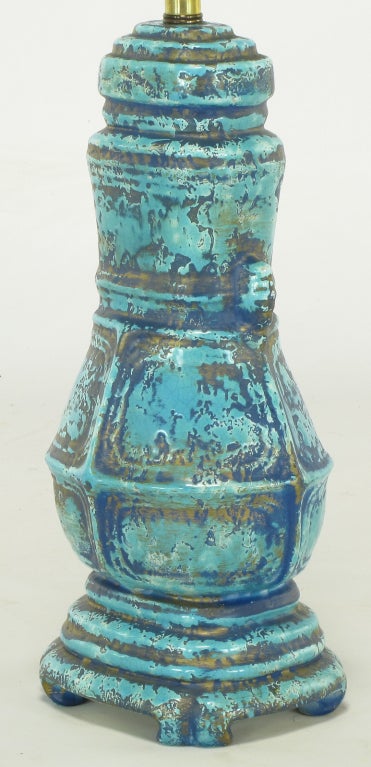 Mid-20th Century Turquoise Glazed Urn Form Table Lamp