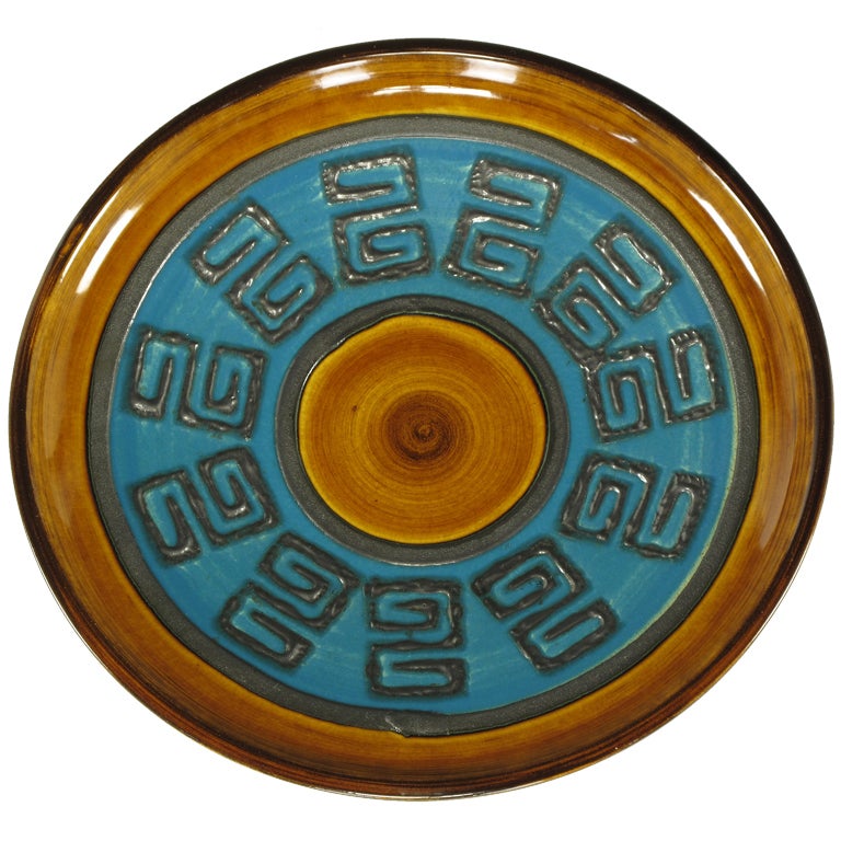 Glazed Ceramic Charger Stamped Germany 289-29 For Sale