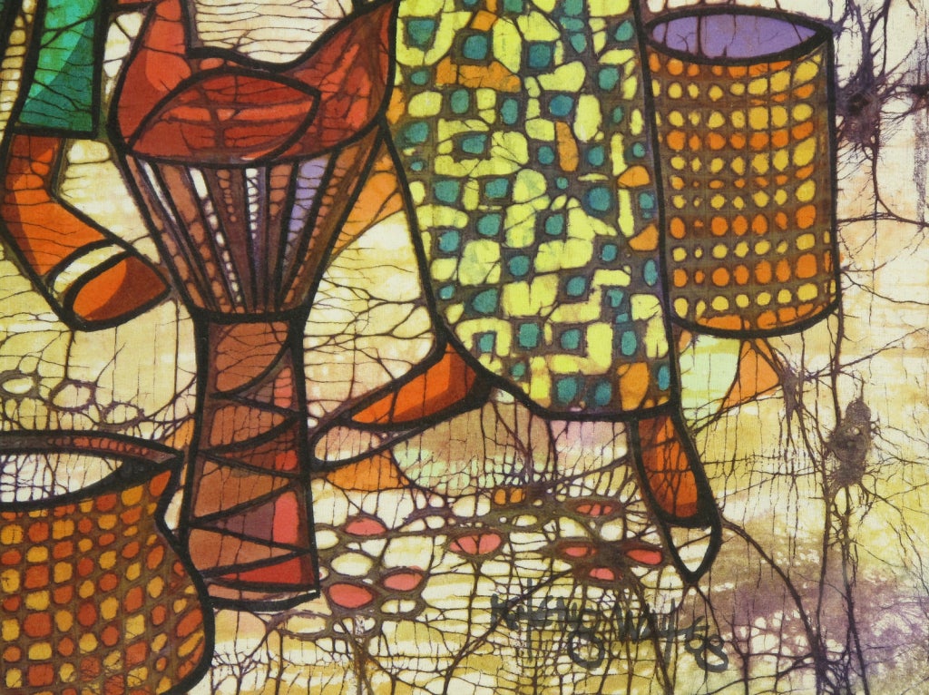 Colorful & Detailed 1968 Batik Painting By Kheng Wah Yong 1