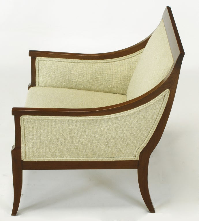 Pair Wood Framed Regency Lounge Chairs With Tight Cushions 2