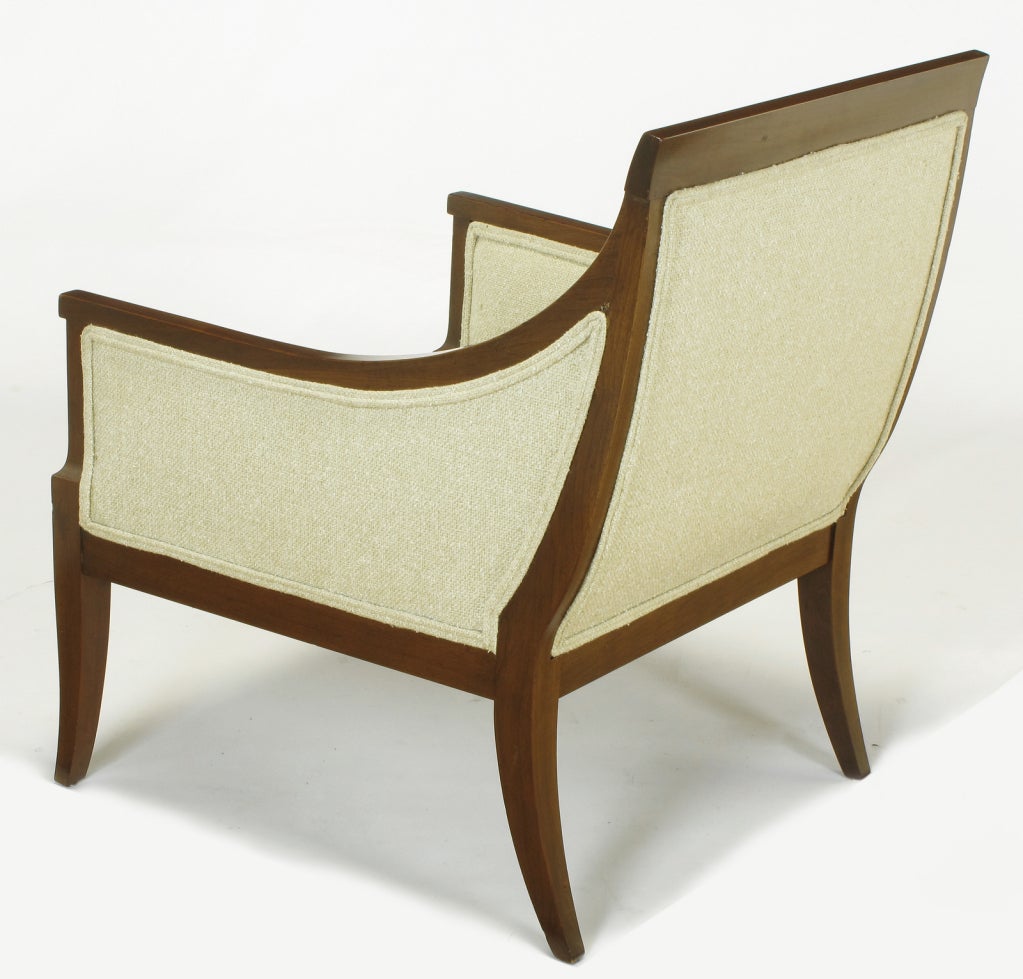 Pair Wood Framed Regency Lounge Chairs With Tight Cushions 3
