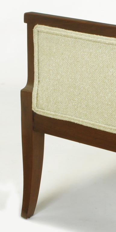 Pair Wood Framed Regency Lounge Chairs With Tight Cushions 4