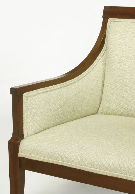 Pair Wood Framed Regency Lounge Chairs With Tight Cushions 5