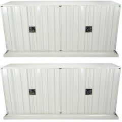 Pair Of Tommi Parzinger White Lacquer Cabinets