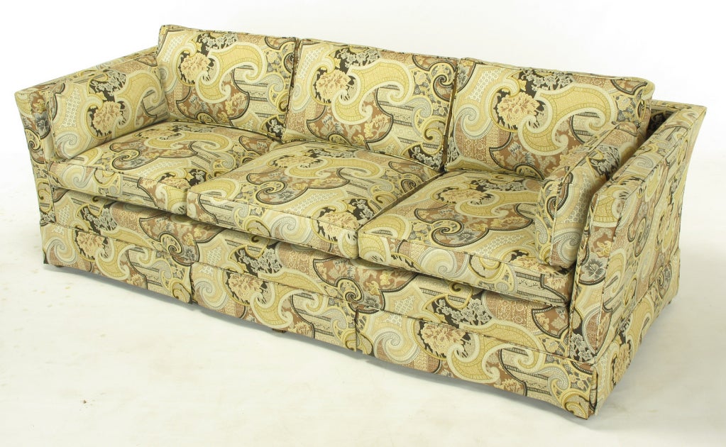 American Baker Three-Seat Sofa In Mod Imari Print Upholstery