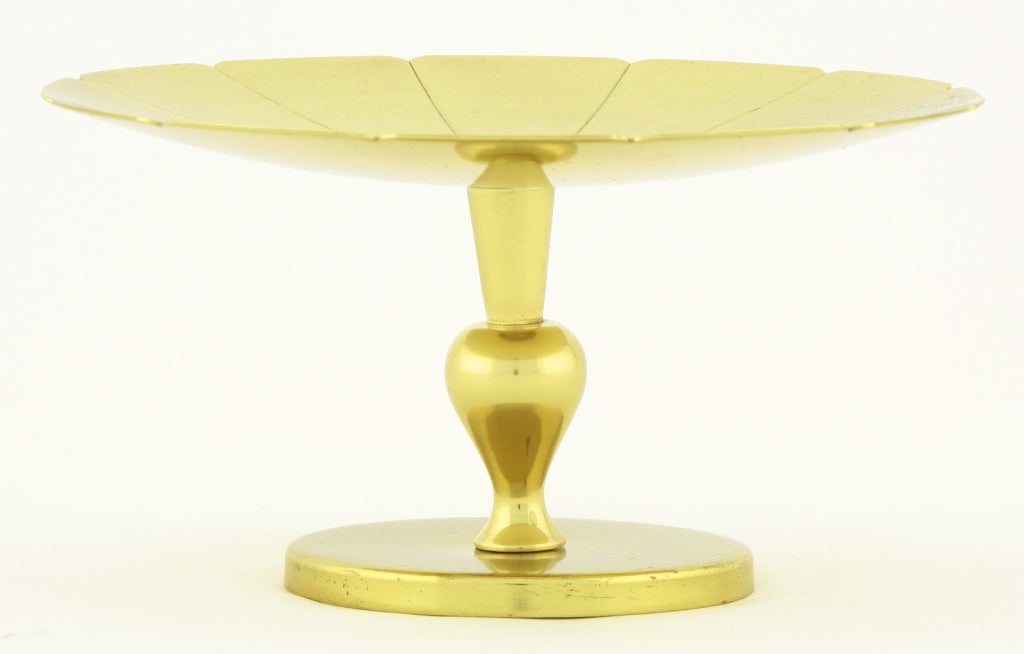 American Tommi Parzinger  For Dorlyn Brass Scalloped Edge Footed Compote