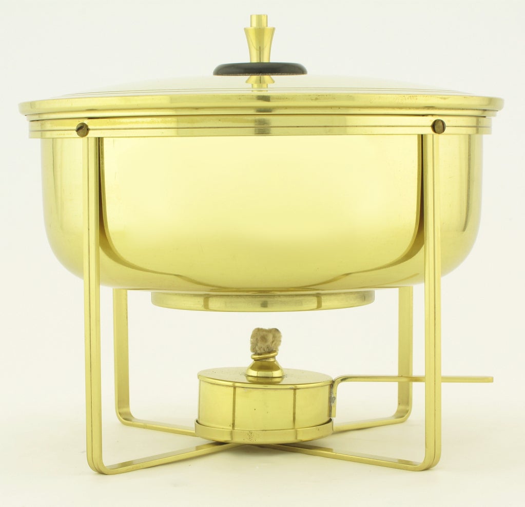 20th Century Tommi Parzinger For Dorlyn Covered Brass Chafing Dish