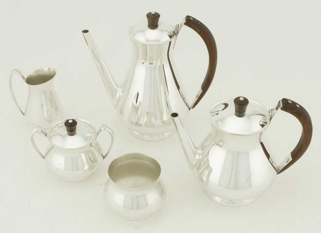 American Gorham Silver Plate & Wood Coffee & Tea Service